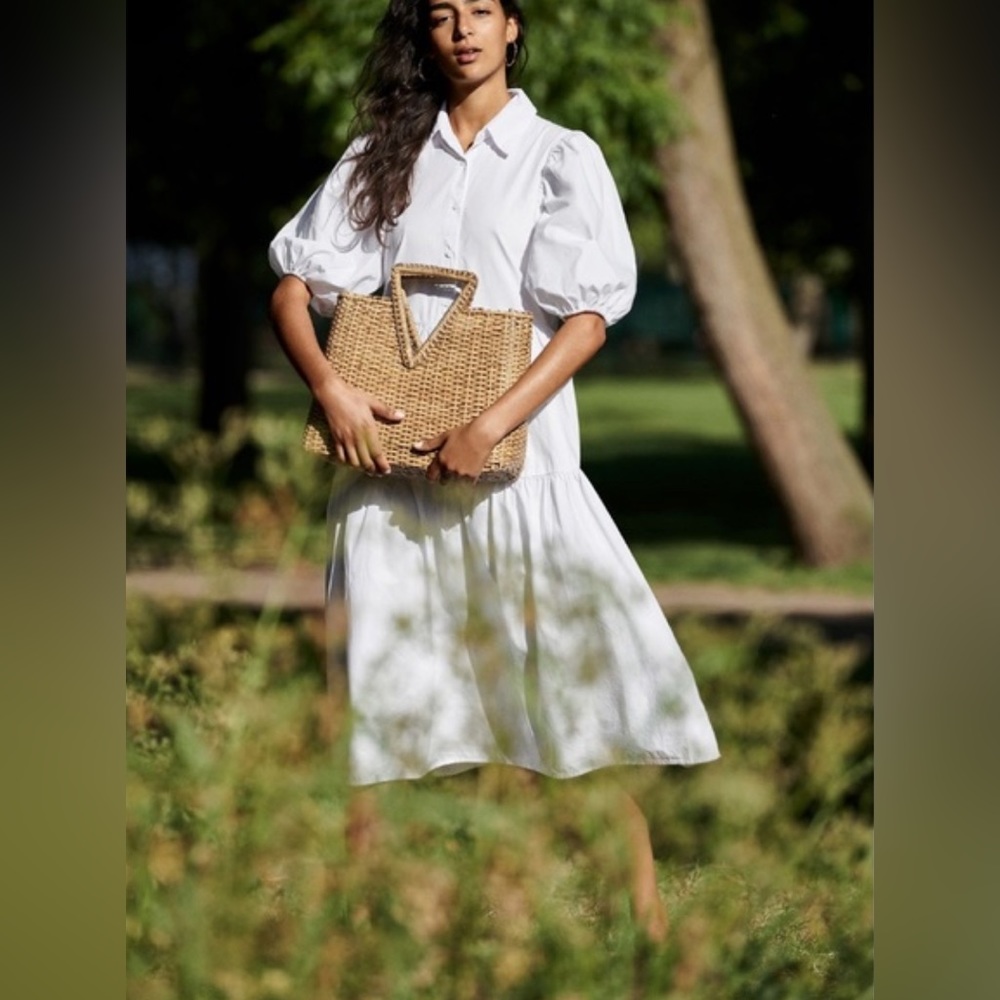 AMADI Anthropologie Cordelia Tiered Midi Shirtdress